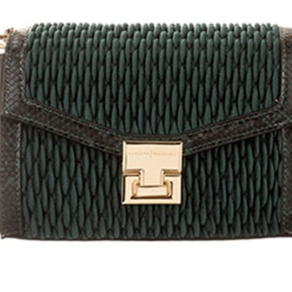 💜NEW  Alessia Massimo Green Velvet & Snake Bag NWTs - Picture 5 of 16